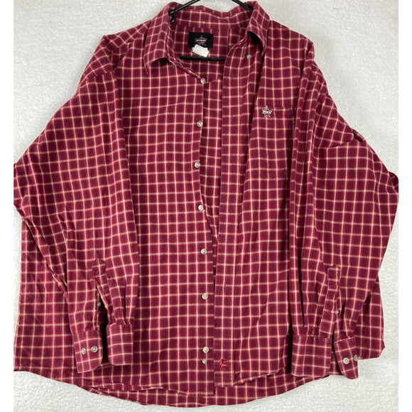 PBR Western Shirt Mens XXL‎ Red Plaid Button Up Professional Bull Riders Rodeo - Picture 1 of 15